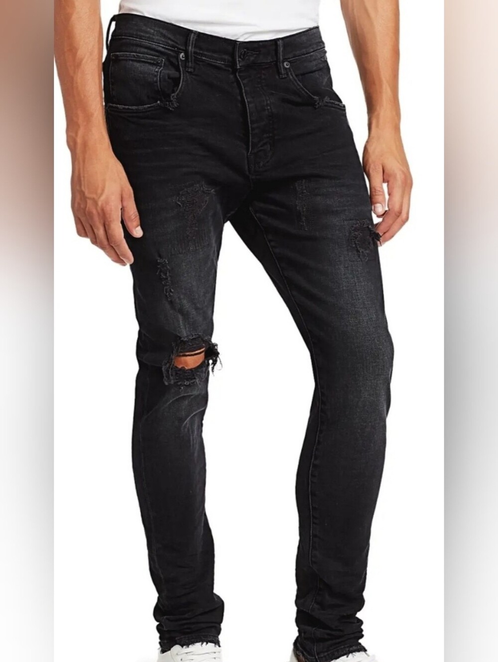Size 38 - PURPLE BRAND Men's Poor Over Spray Black Jeans